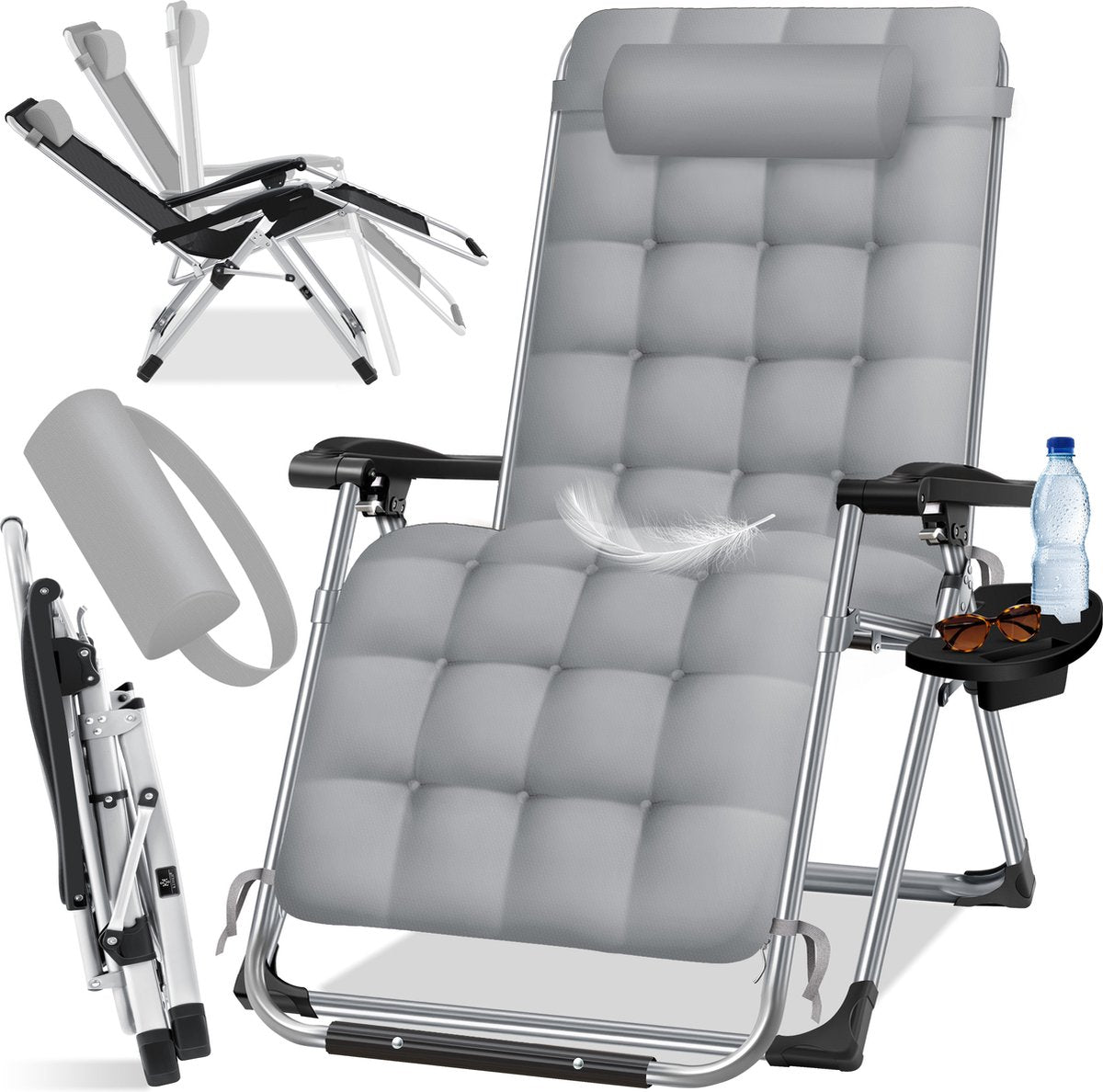 Tuinstoel - Ligstoel - Verstelbaar - Opvouwbaar - Grijs - KESSER®