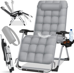 Tuinstoel - Ligstoel - Verstelbaar - Opvouwbaar - Grijs - KESSER®