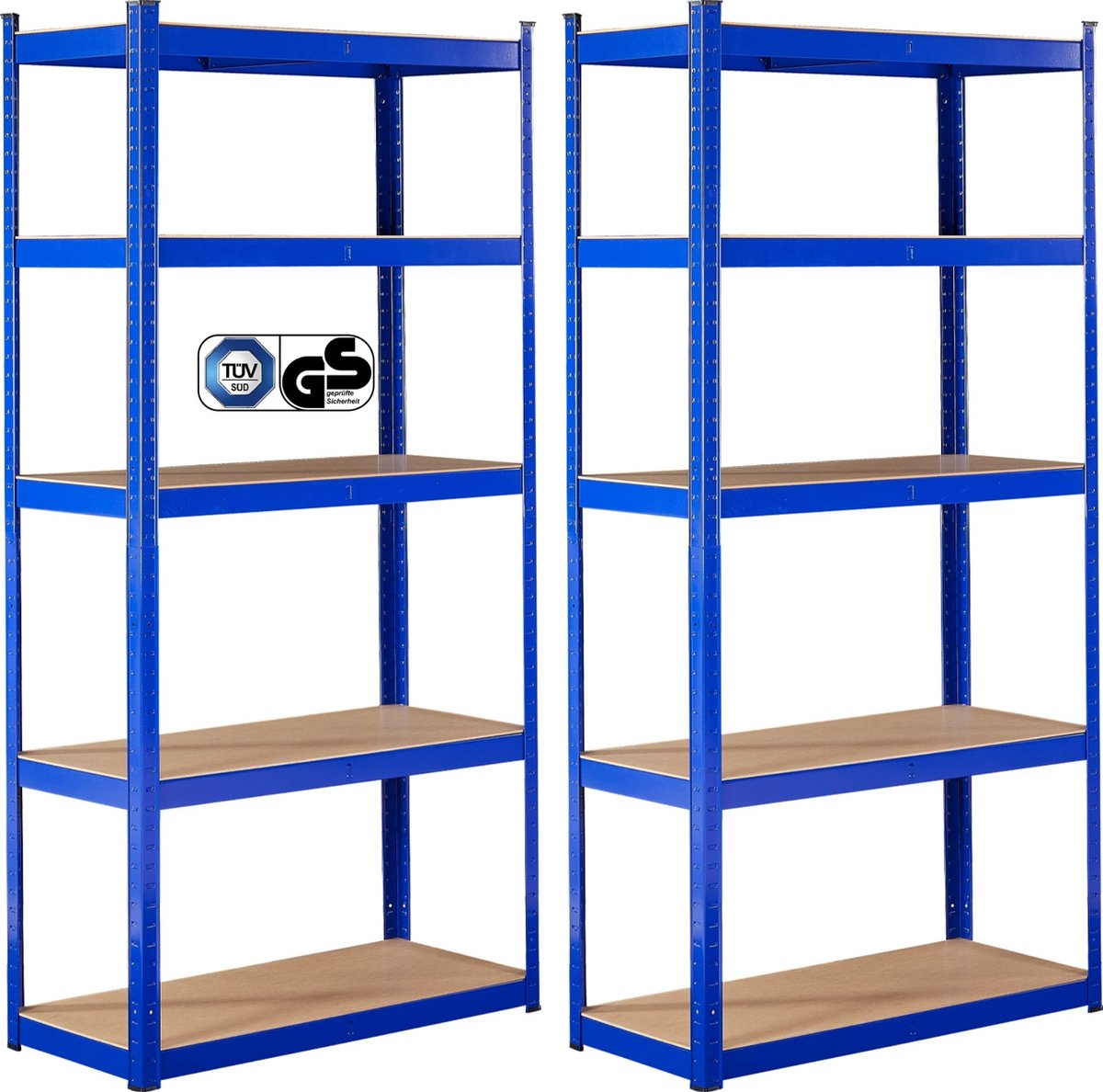 AREBOS 2x Stellingkast - Stellingkasten - Opbergrek - 5 Planken - 875 kg Draagkracht - 90x40x180 cm - Metaal/MDF - Blauw •