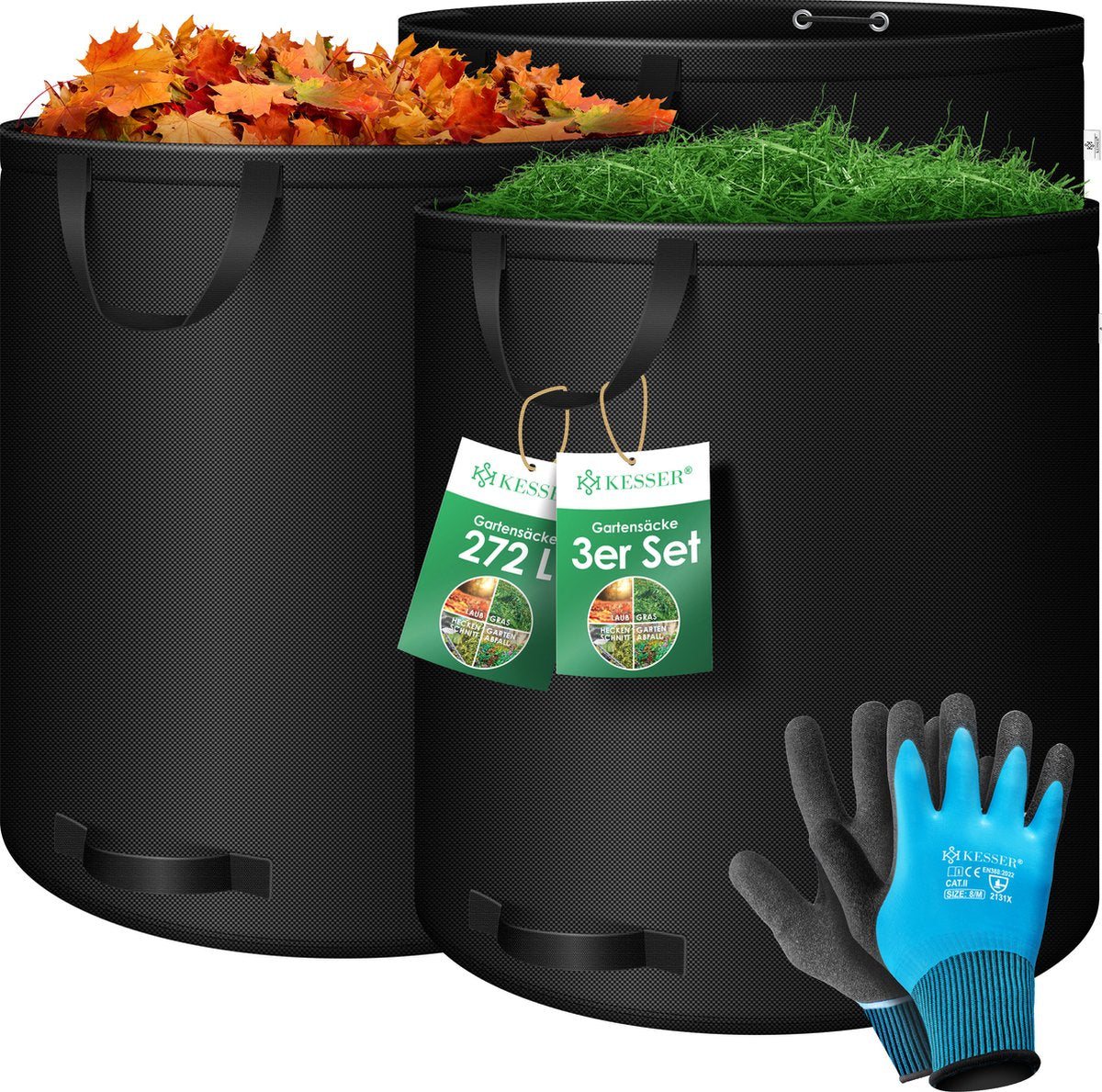 KESSER® Tuinafvalzak - Sterke Tuinzak - Bladzak - 3x272L - Zwart