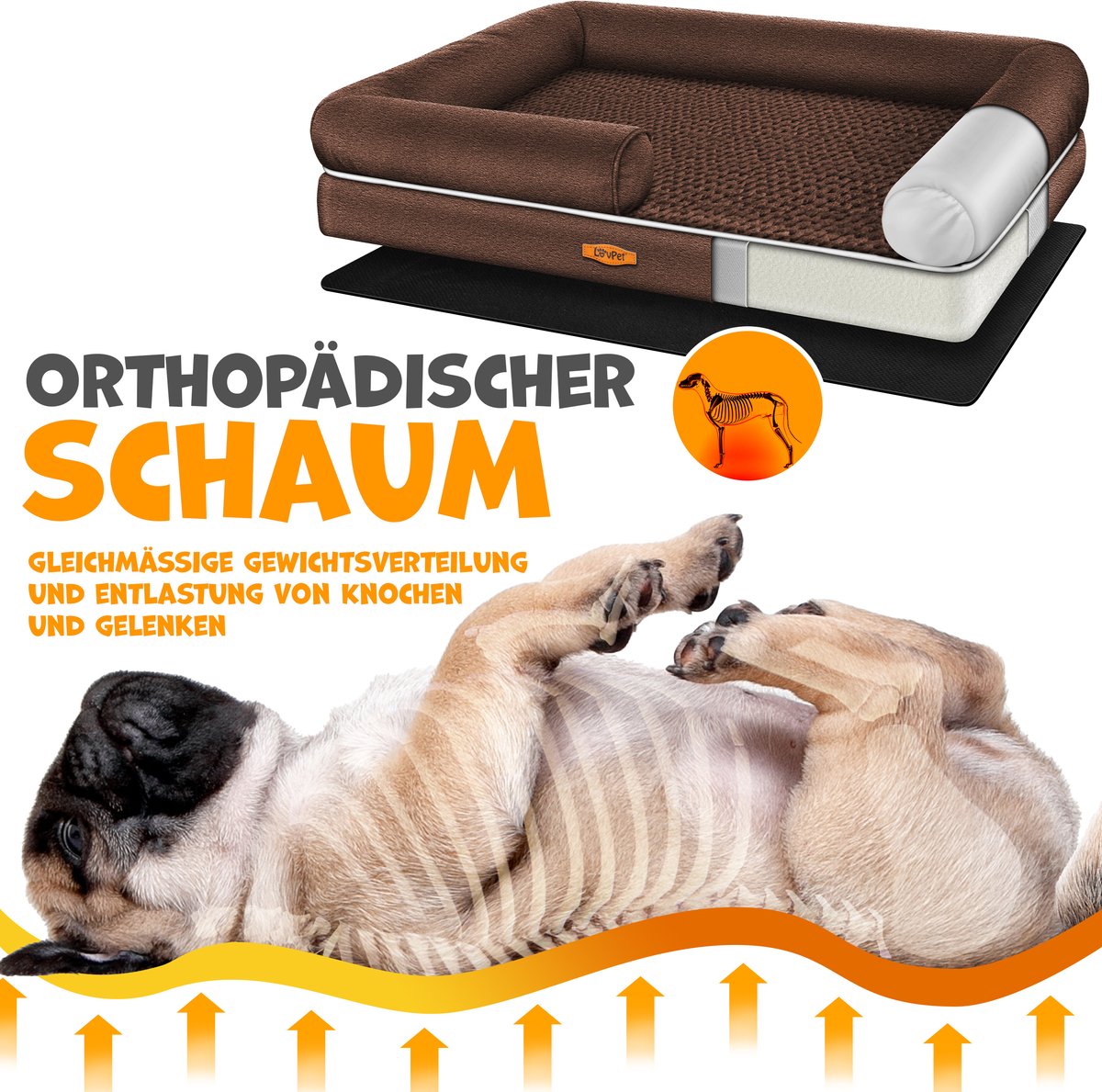 LovPet® Hondenmand - Orthopedisch Hondenbed - 91x71x22cm - Bruin