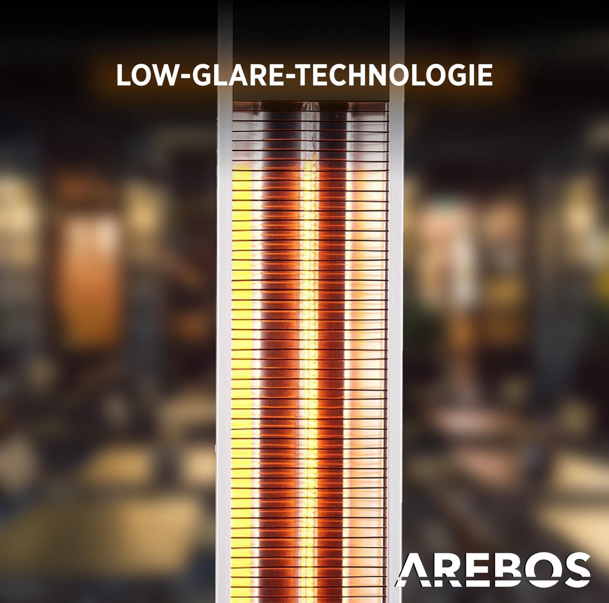 AREBOS Infrarood Verwarming - 2000W - Infrarood Kachel - Terrasverwarmer - Zilver