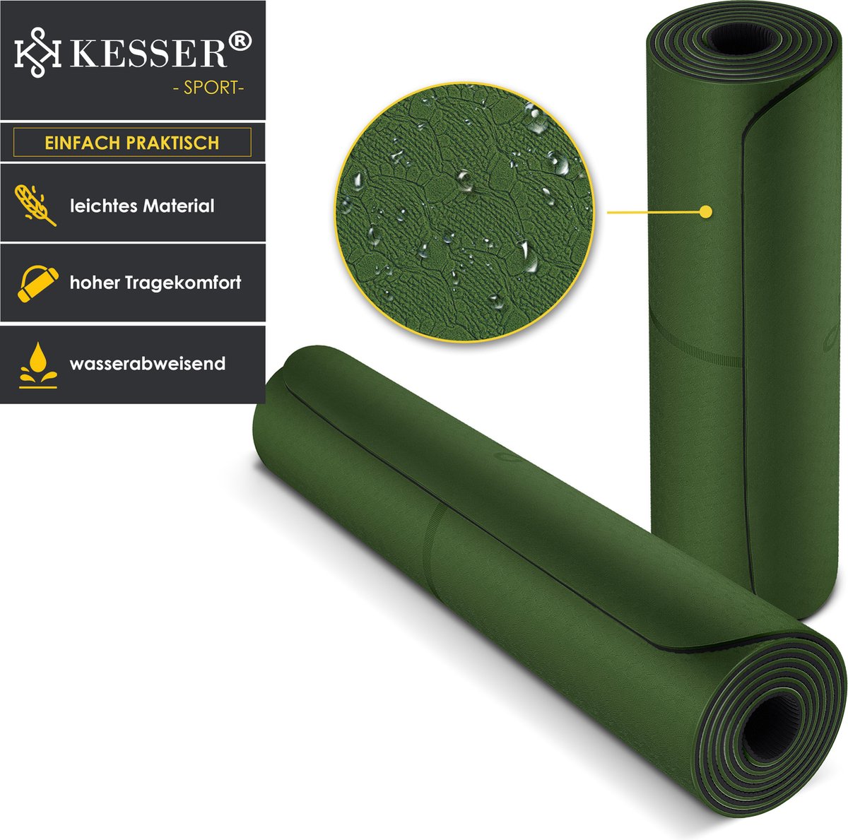 Yoga mat - Fitness mat - Sport mat - Anti slip - Extra dik - Groen