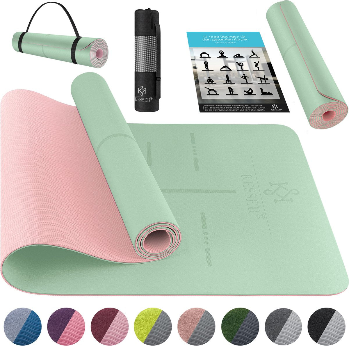 Yoga mat - Fitness mat - Sport mat - Anti slip - Extra dik - Groen