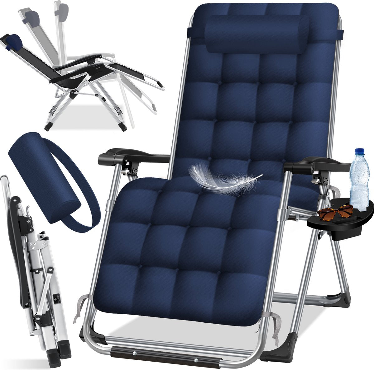 Tuinstoel - Ligstoel - Verstelbaar - Opvouwbaar - Blauw - KESSER®