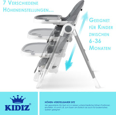 KIDIZ® 3in1 kinderstoel - Babystoel - Verstelbaar - Donkergrijs
