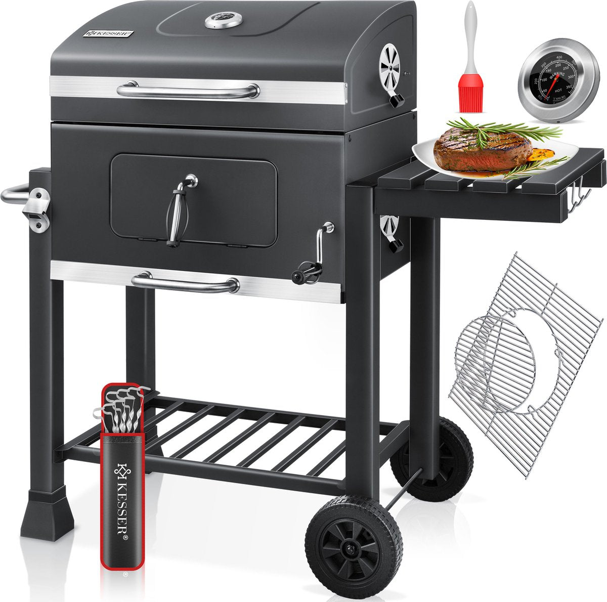KESSER® XL Houtskoolbarbecue - RVS - BBQ - Antraciet