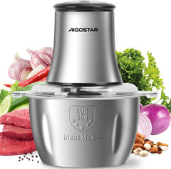 Aigostar Electrische Hakmolen - 1,8L - Met RVS Kom - 500W •