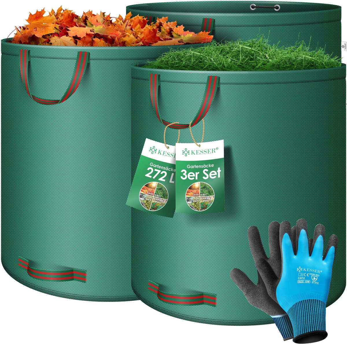 KESSER® Tuinafvalzak - Sterke Tuinzak - Bladzak - 3x272L - Groen