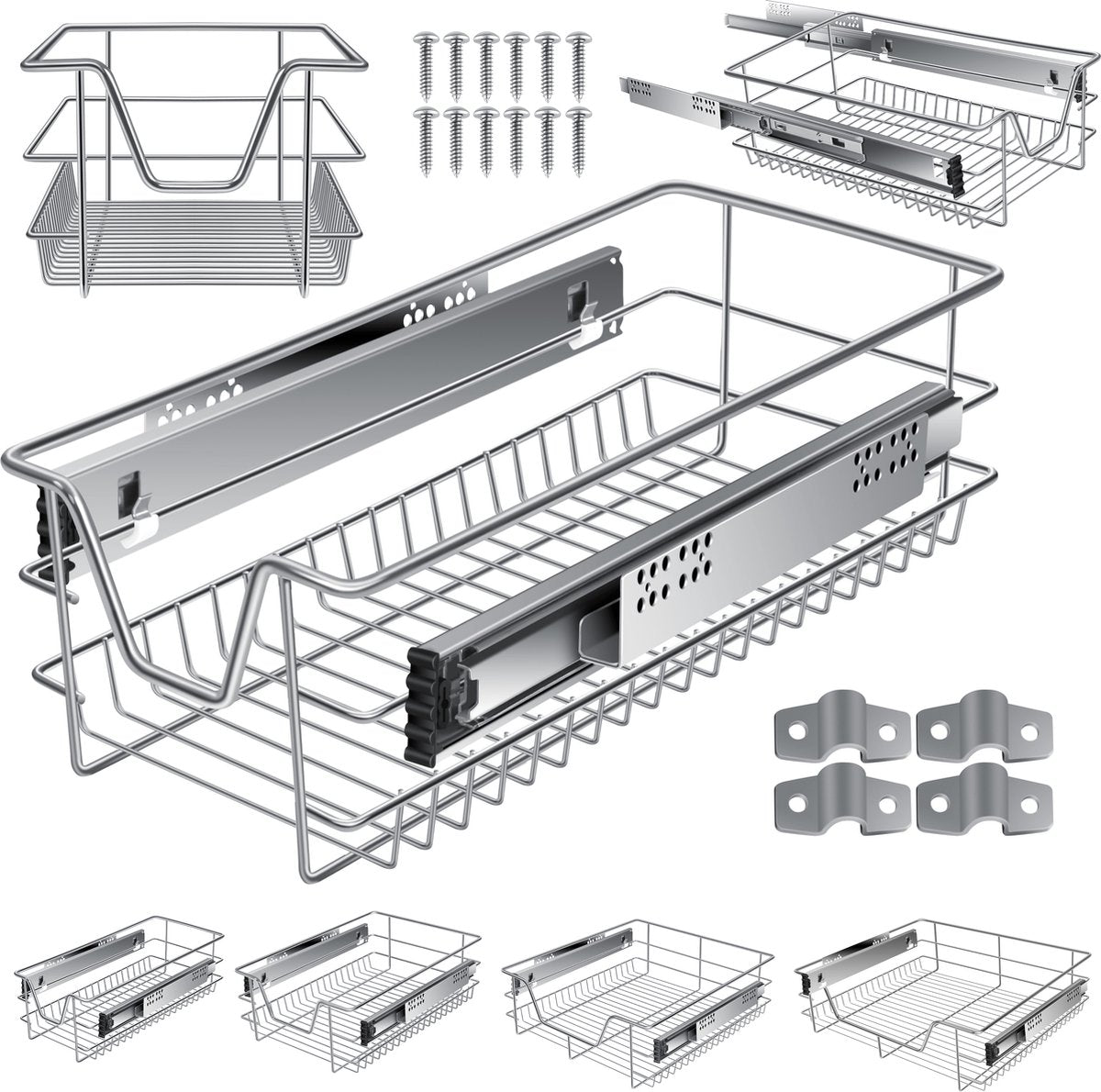 KESSER® Keukenlade - Telescopische lade - 30cm - Zilver