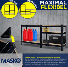 MASKO® Opbergrek - Stellingkasten - Set van 2 - Tot 1750kg - Zwart