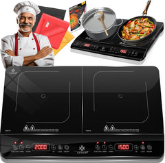 Inductie Kookplaat vrijstaand - Elektrische kookplaat - 2 Pits - 2100W - Zwart - KESSER®