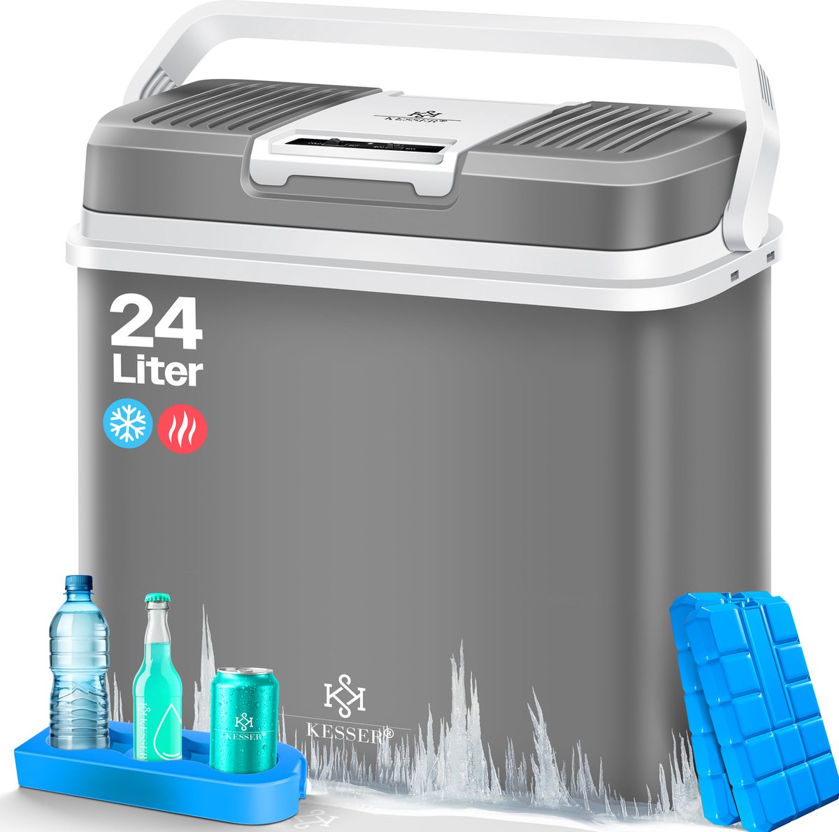 Koelbox Elektrisch – 12V en 230 volt - Coolbox - Frigobox - 24L – Grijs •