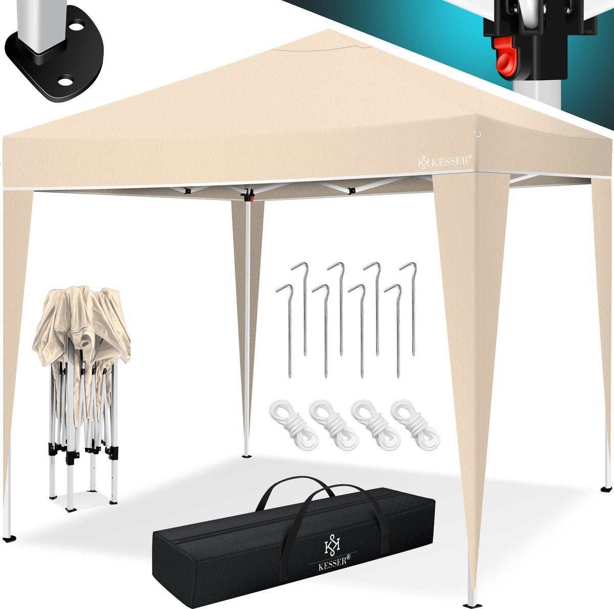 Partytent - opvouwbaar - 3x3 - Paviljoen - Beige - KESSER®