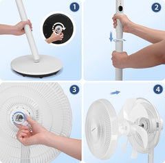 Aigostar Statiefventilator Sedate - Staande ventilator-Afstandsbediening-Timer- Stille Werking -3 snelheden- In hoogte verstelbaar - 7 bladen - 45W - Wit •