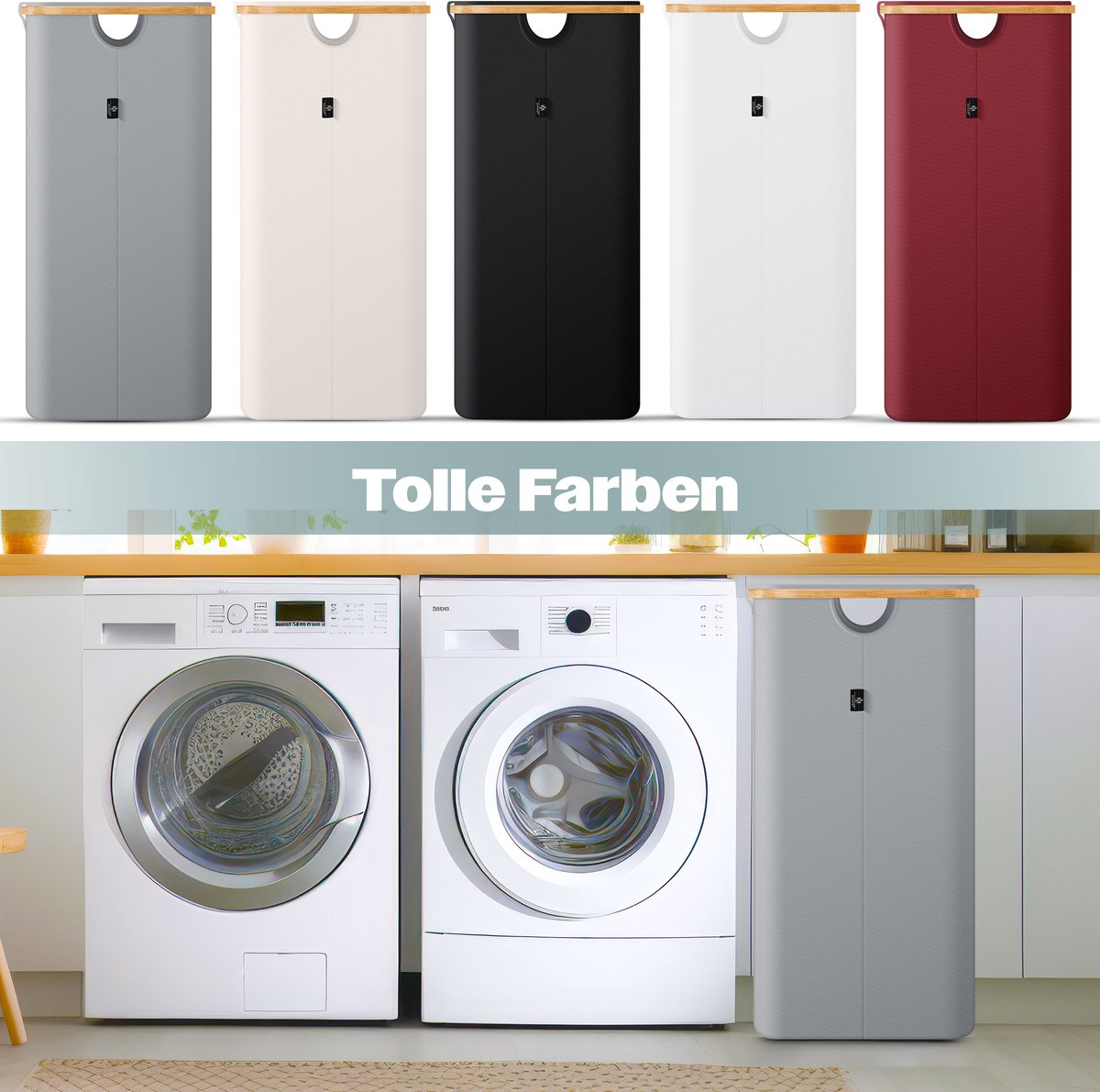 KESSER® Wasmand met Deksel - 100 Liter - Grijs