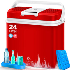 KESSER® Thermo-Elektrische Koelbox – 24L – 12V/230V – Rood •