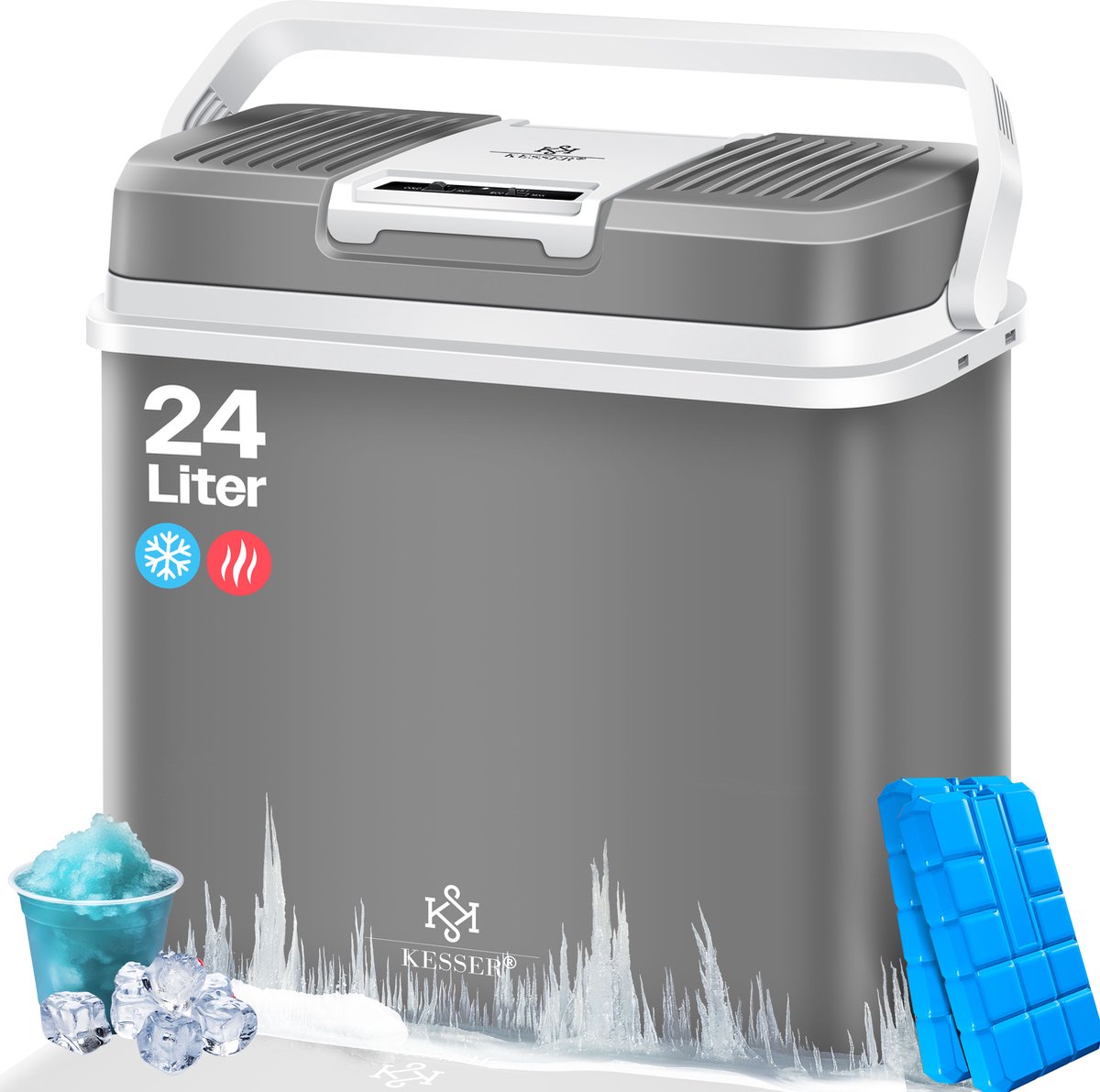 Koelbox Elektrisch – 12V en 230 volt - Coolbox - Frigobox - 24L – Grijs •