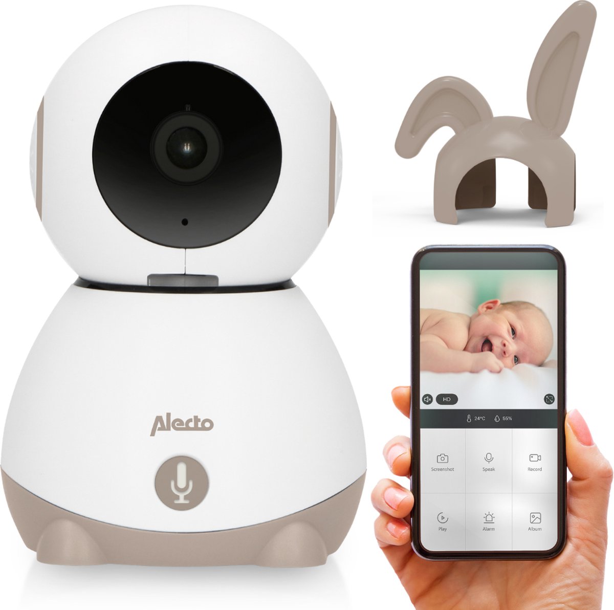 Alecto Wifi Babyfoon met Camera en App - Beweegbaar - Beige