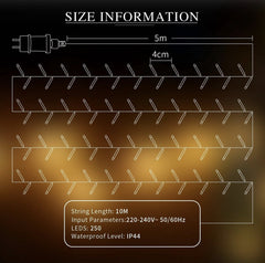 Aigostar LED lichtsnoer - Kerstverlichting - 250 LED - 10 meter - IP44 - warm wit - Kerstboomverlichting - Voor binnen en buiten