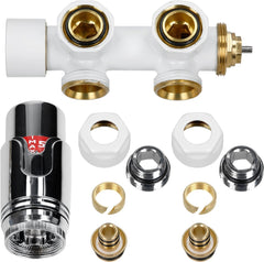 Hoekstopkraan - Inc. thermostaatknop - Wit - LuxeBath