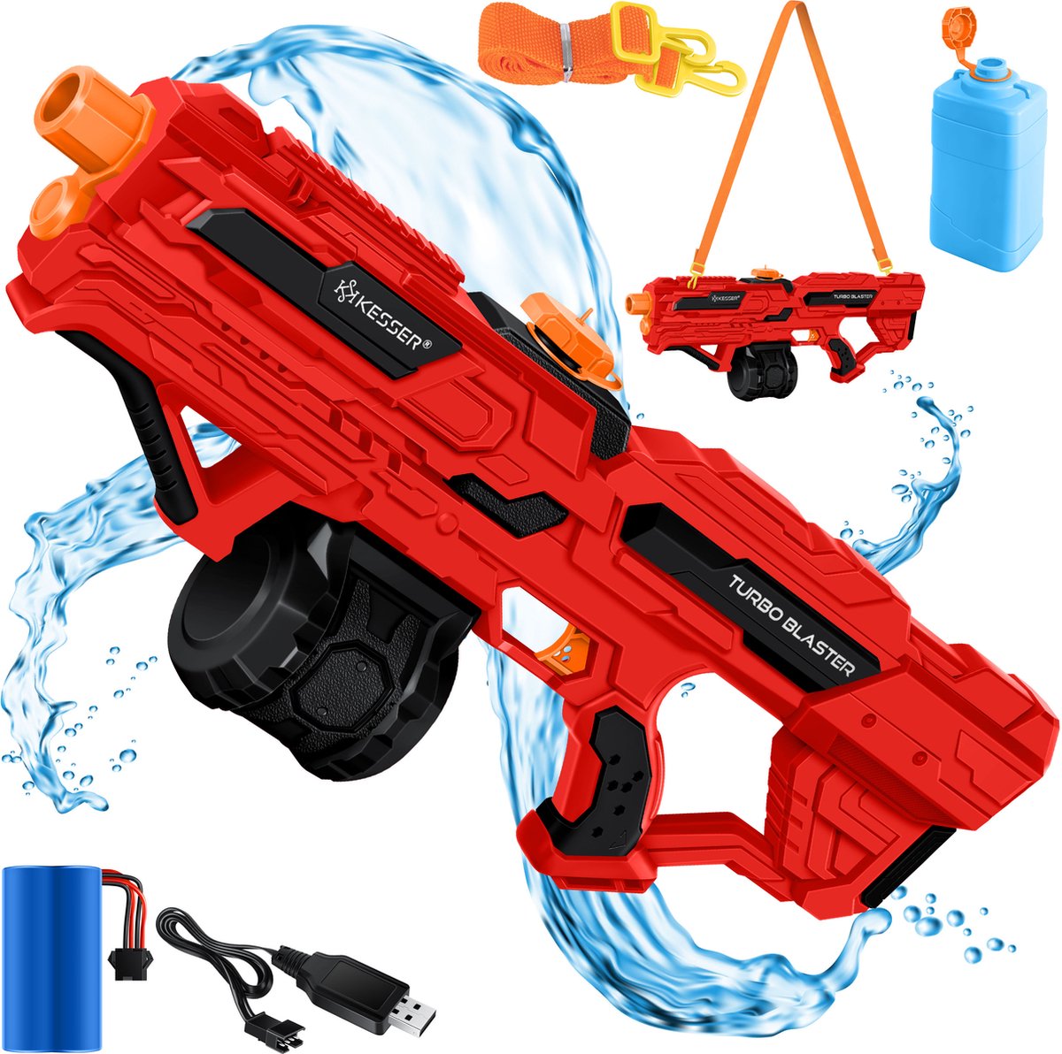 Waterpistool - Zwwer krachtig - Bereik 8 meter - Rood - KESSER®
