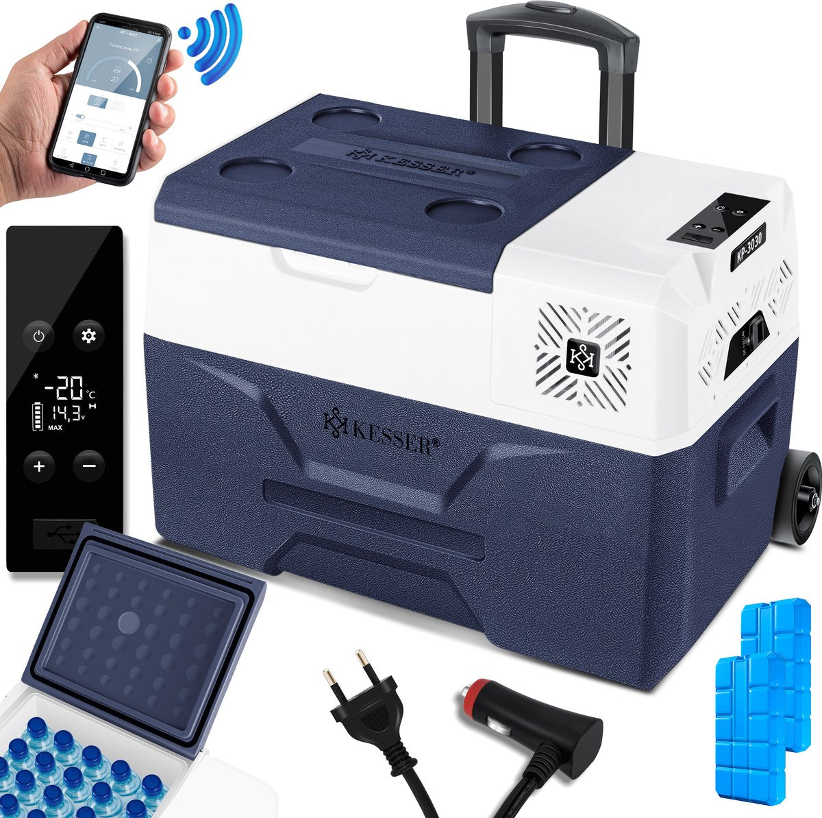 KESSER® Elektrische Koelbox - Compressor - tot -20°C - 30L - Marineblauw