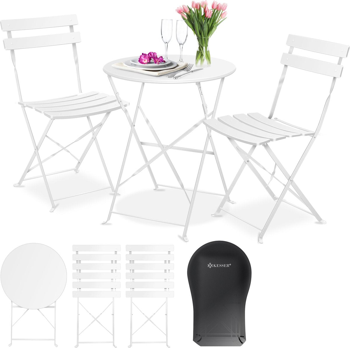 KESSER® Bistroset 2 Persoons - Tuinstoelen - Tuinset - Wit
