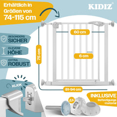 KIDIZ® Traphekje zonder boren - Veiligheidshekje - 74-87cm - Grijs