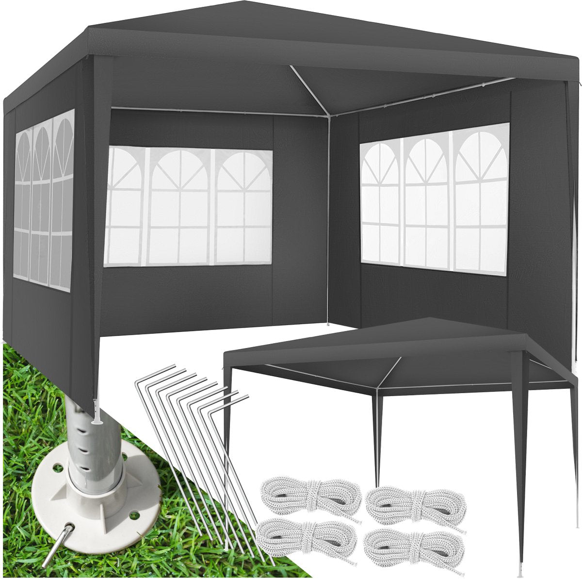 Partytent - 3x3m - Paviljoen - Grijs - Tectake