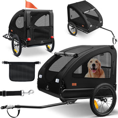 KESSER® Hondenfietskar tot 45 kg 2in1 Fietskar Hond - Zwart •