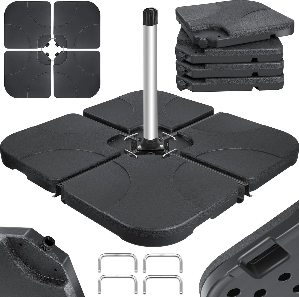 KESSER® Parasoltegel - Parasolvoet  - Vulbaar tot 80 kg  - Zwart