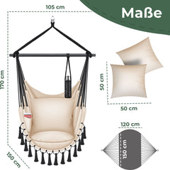 KESSER® XXL Hangstoel - 2 Kussens - Tot 150 kg - Beige