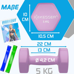 KESSER® 5KG Dumbells - Set van 2 - Halterset - Paars •
