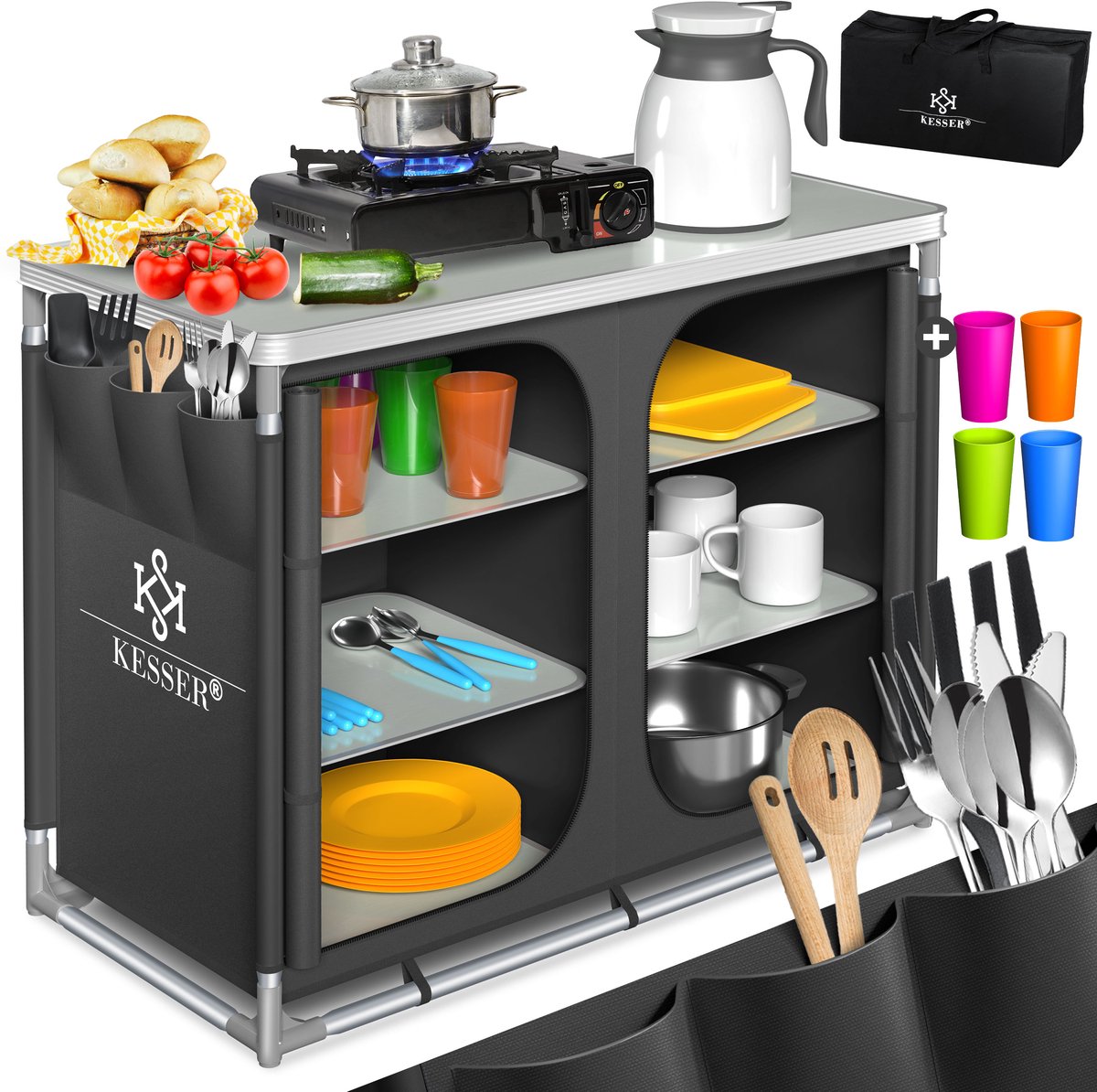 KESSER® Campingkeuken Opvouwbaar - Kampeerkeuken - Antraciet