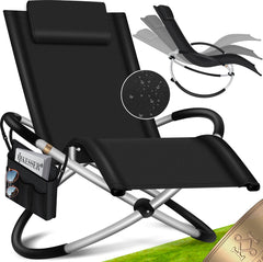 Ligbed - Ligstoel - Zonnebed - Relaxstoel - Zwart - KESSER®