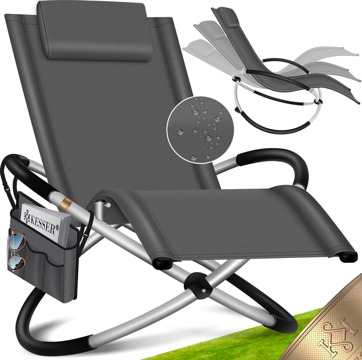 Ligbed - Ligstoel - Zonnebed - Relaxstoel - Antraciet - KESSER®