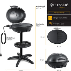 KESSER® Elektrische grill 2in1 tafelgrill - 2400 Watt - Zwart