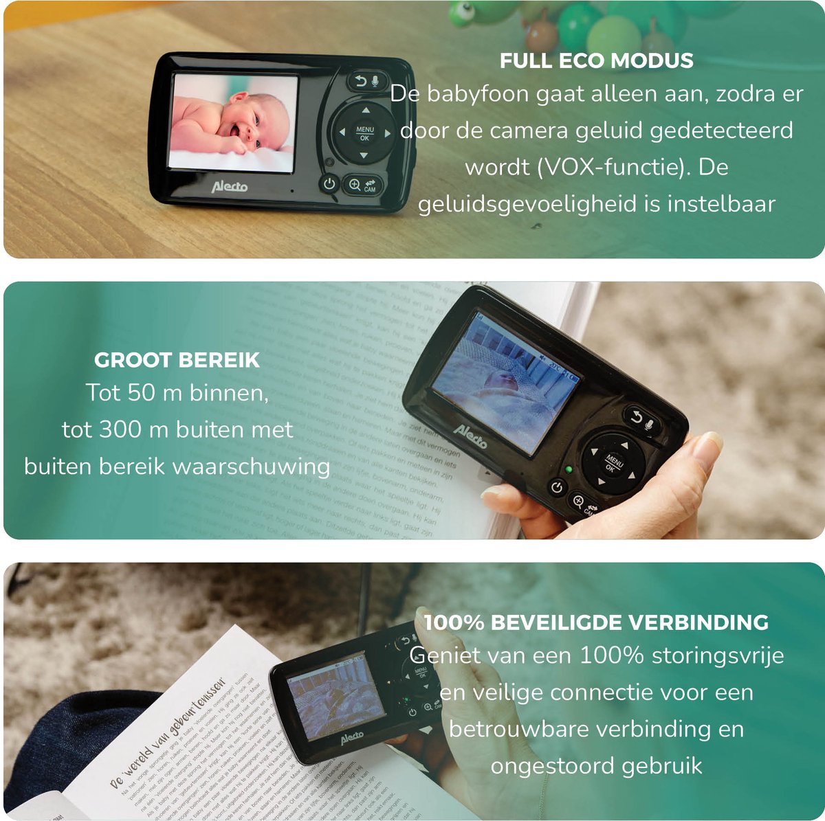 Alecto DVM71BK - Babyfoon met camera - Temperatuurweergave - Zwart