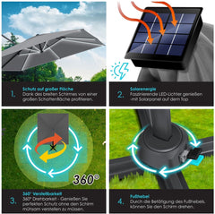 KESSER® Parasol Zwenkparasol SUN XL 300 x 300 cm incl. hoes + windbescherming draaibaar kantelbaar marktparasol groot 360° draaibaar tuinparasol met zwengel zonwering UV50+