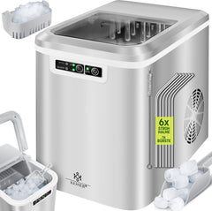 KESSER® Ijsblokjesmaker - Ijsblokjesmachine -12kg/24 uur - RVS - Zilver •
