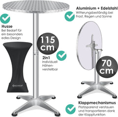 KESSER® Bartafel - Bistrotafel - Verstelbaar - 70-110cm - Zilver •