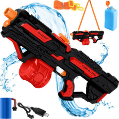 KESSER® Elektrisch Waterpistool met Batterij Spuitpistool 1000 ml + 600 ml Extra Tank Groot Waterspuitpistool voor Kinderen en Volwassenen, Watergun Zeer Krachtig 8m Bereik, Buitenspeelgoed - Zwart / Rood