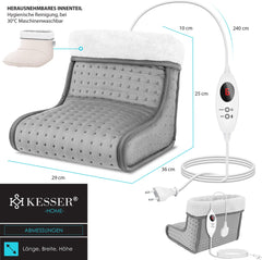 KESSER® Elektrische Voetenwarmer  - Wasbaar - Lichtgrijs