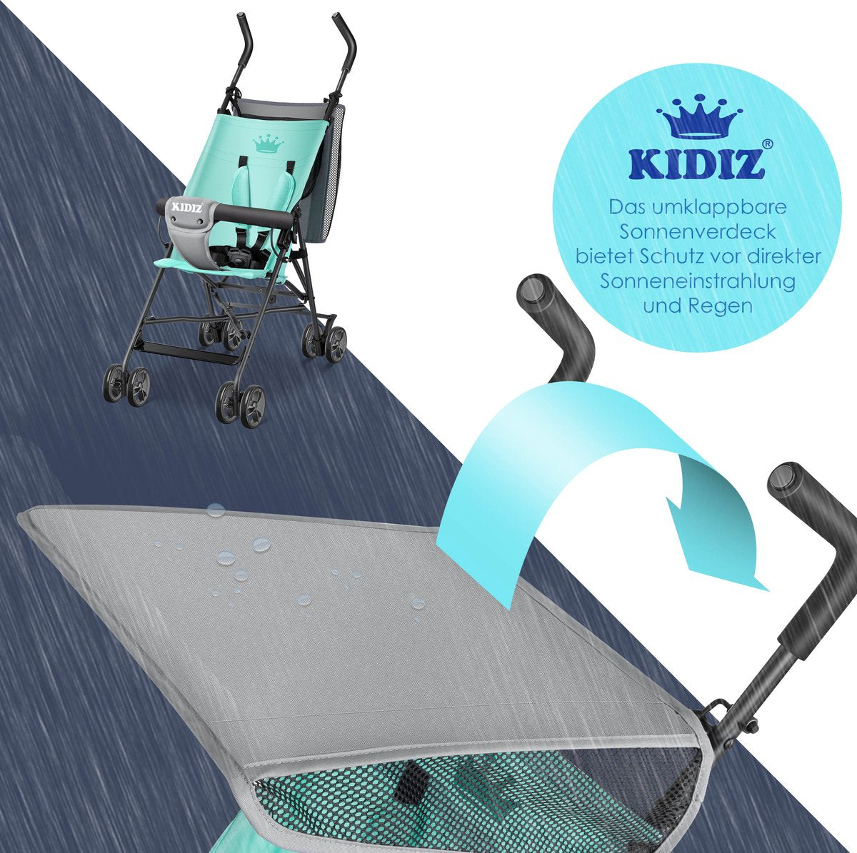 KIDIZ® Kinderwagen - Wandelwagen - Kinderbuggy - Mintgroen