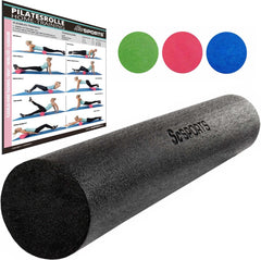 ScSPORTS® Yoga massage roller, Foam roller, Yoga roller, 90 x 15 cm, zwart