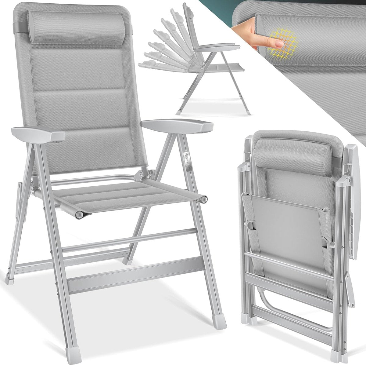 Tuinstoel - Ligstoel - Verstelbaar - Opvouwbaar - Grijs - KESSER®