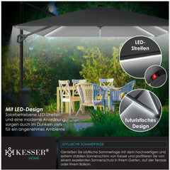 KESSER® Parasol Zwenkparasol SUN XL 300 x 300 cm incl. hoes + windbescherming draaibaar kantelbaar marktparasol groot 360° draaibaar tuinparasol met zwengel zonwering UV50+