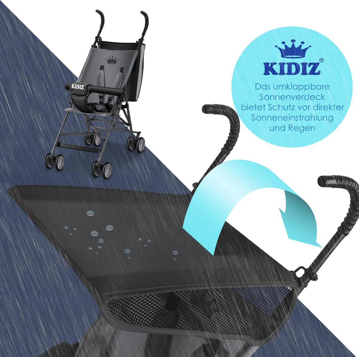 KIDIZ® Kinderwagen - Wandelwagen - Kinderbuggy - Antraciet