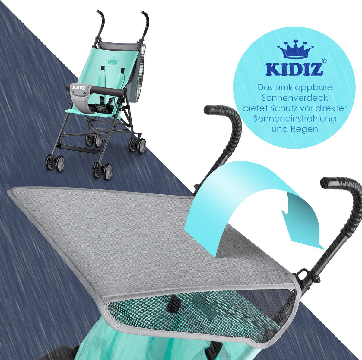 KIDIZ® Kinderwagen - Wandelwagen - Kinderbuggy - Mintgroen